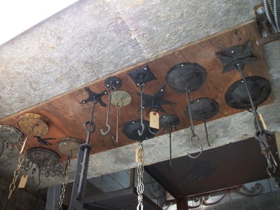 Wrought iron sconce display, close-up view