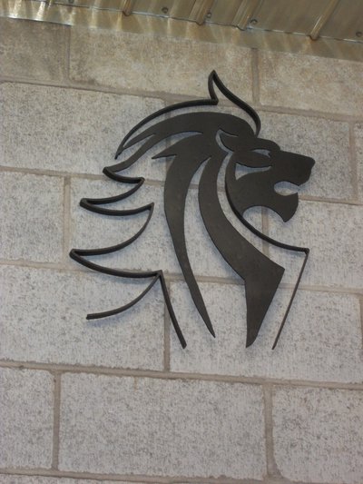 Lion head metal cutout wall art