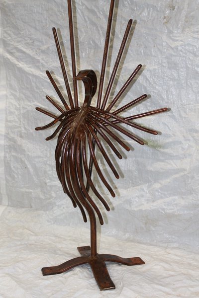 Wrought iron peacock sculpture