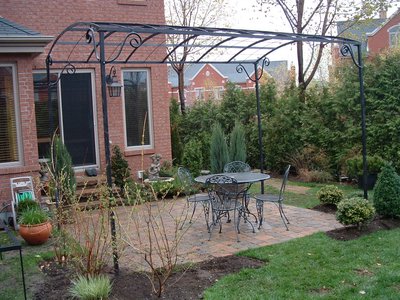 Wrought iron patio pergola