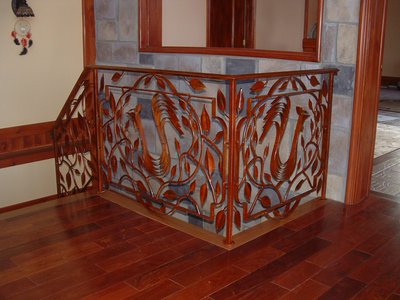 Wrought iron balustrade with fern and leaf panel